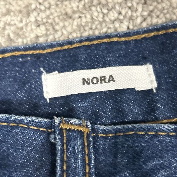 Mango MNG Nora Wide Leg Jeans Womens 8 Raw Hem Button Fly Blue Denim - Picture 3 of 9